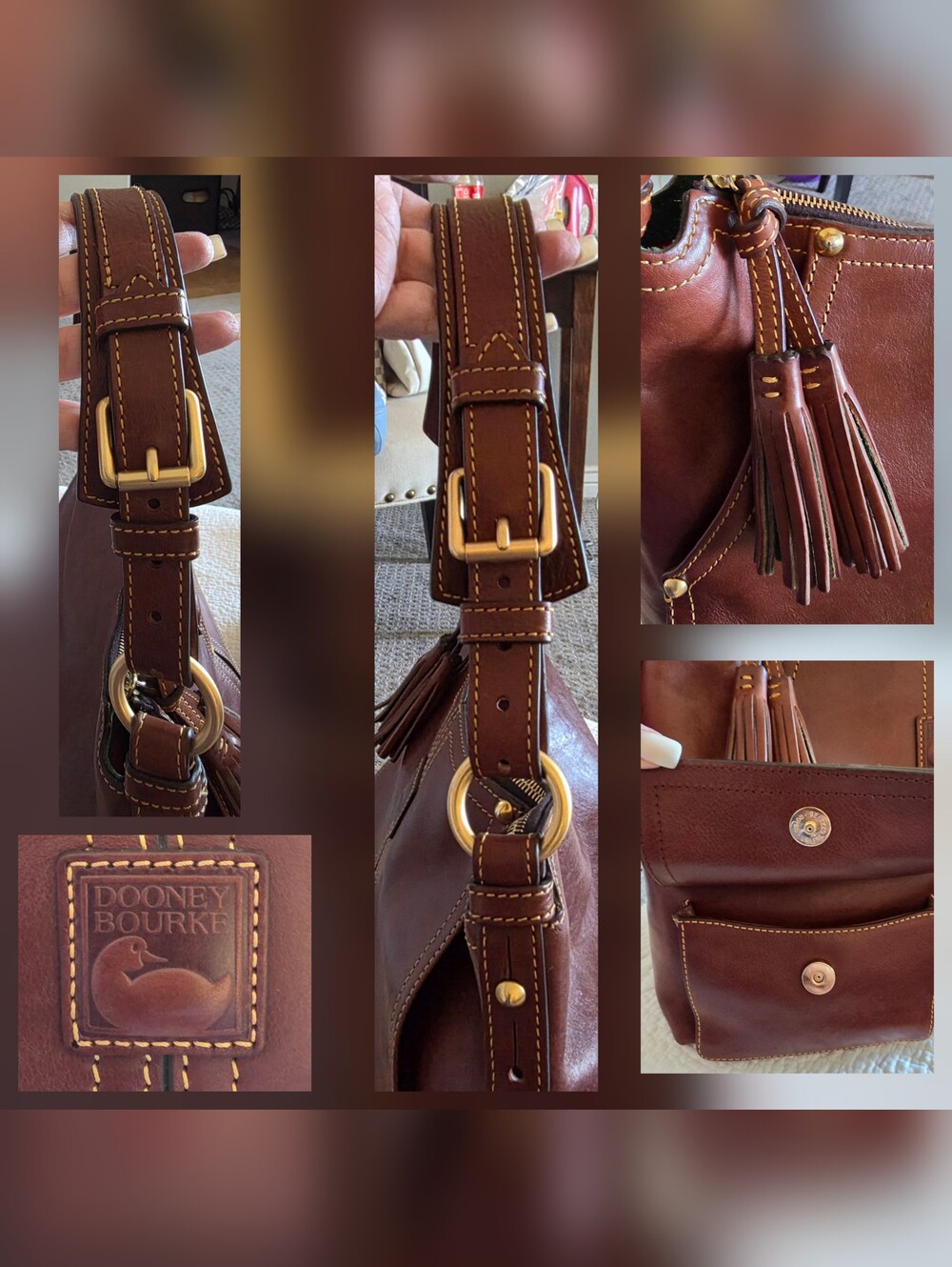 Dooney & Bourke Kingston Florentine Leather Hobo Bag EUC - Picture 12 of 16
